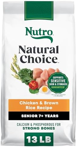 Nutro Natural Choice Senior Dry Dog Food, Chicken & Brown Rice, 30 lb | Non-GMO, Real chicken #1 ingredient, no corn, wheat, soy, supports bones, digestion & immunity, dental health & skin/coat