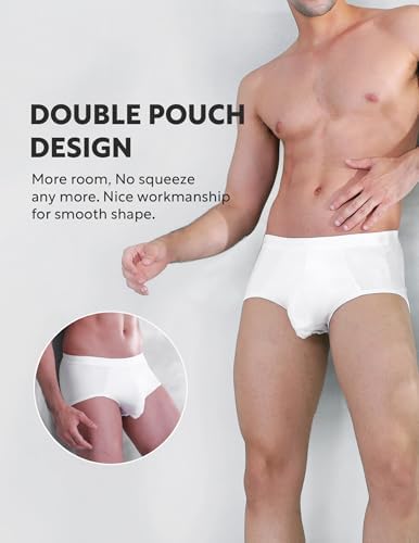 DAVID ARCHY Men's Soft Modal Dual Pouch Support Briefs 4 or 7 Pack | Breathable moisture-wicking fabric offers flexible elastic waistbands, chafe-free design for daily active movement.