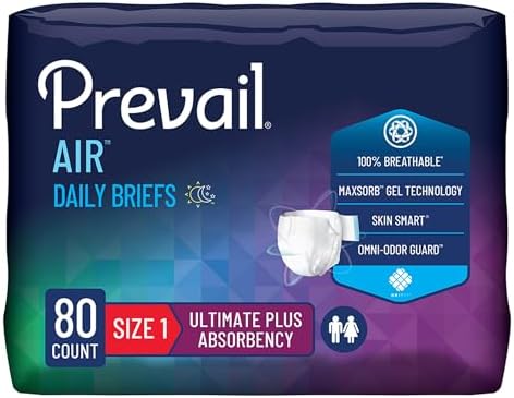 Prevail Breezers 360 Incontinence Briefs, Ultimate Absorbency, Size Two, 72 Count