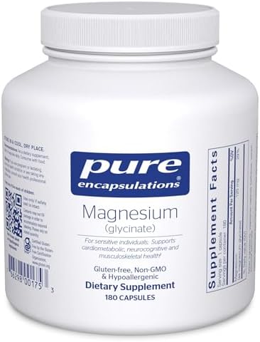 Pure Encapsulations Magnesium (Glycinate) - Supplement to Support Stress Relief, Sleep, Heart Health, Nerves, Muscles, and Metabolism* - with Magnesium Glycinate - 360 Capsules | Supplement to Support Stress Relief, Sleep, Heart Health, Nerves, Muscles,…