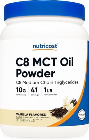 Nutricost C8 MCT Oil Powder 1LB (16oz) Vanilla Flavor, Gluten-Free