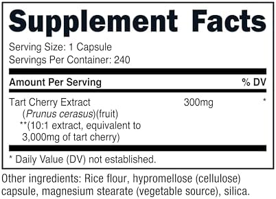 Nutricost Tart Cherry Extract 240 Vegetarian Capsules, Gluten-Free | 240 Servings per Bottle, GMO-Free