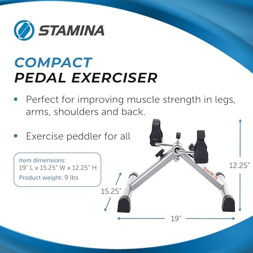Stamina InStride Cycle XL - Folding Cycle Pedal Exerciser - Fitness Bike with Smart Workout App for Seated Exercise - Foldable Exercise Bike for