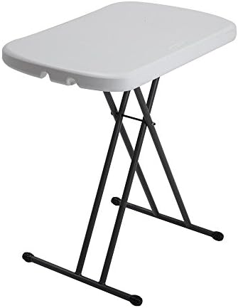 LIFETIME 80251 Adjustable Folding Laptop Table TV Tray, 26 Inch, White Granite
