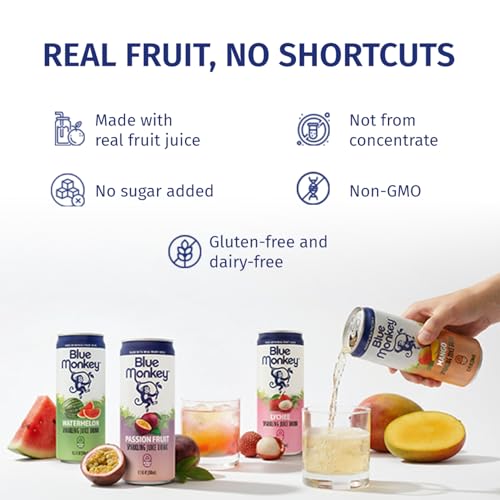 Blue Monkey Organic Coconut Water - 100% Pure Coconut Water from Vietnam - No Sugar Added - USDA Organic, Non-GMO, Kosher, Halal