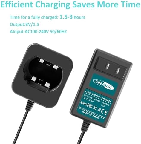 Creabest 8V Li-ion Battery Charger Compatible with Dewalt DCB080 DW4390 | DCF680N1 DCF680N2 DCF680G2 (Not for Ni-Mh/Ni-Cd Batteries)