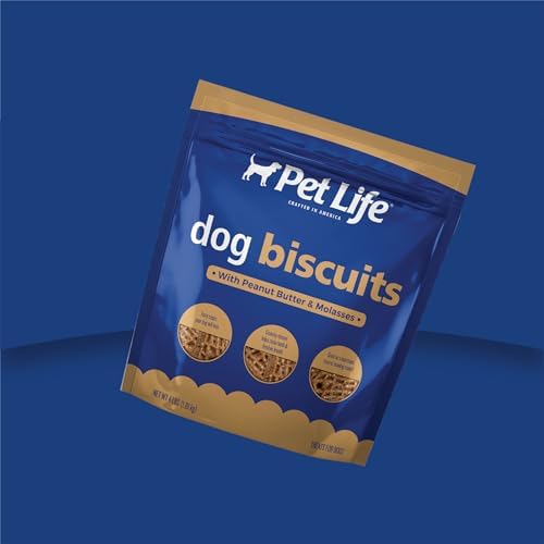 Pet Life Biscuits with Peanut Butter and Molasses Crunchy Dog Treats, 4lb