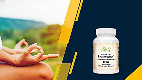Pycnogenol 50mg - Standardized French Maritime Pine Bark Extract for Antioxidant & Inflammation Support - Non-GMO, Gluten & Soy Free 60-Vegcaps