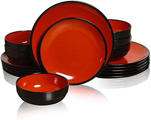 TP 18-Piece Dinnerware Set, Melamine Dishes Set with Bowls and Plates, Service for 6, Non-breakable Lightweight Dining Tableware, Teal