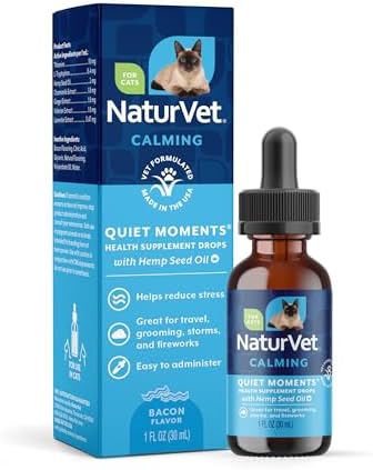 NaturVet Quiet Moments Calming Plus Melatonin Cat Supplement - 50 Count | Calming Aid for Cats - Reduce Stress, Pet Storm Anxiety, Motion Sickness - Great for Grooming, Separation and Travel