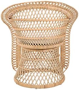 Kouboo Rattan Armchair – Natural Peacock Style Lounge & Dining Chair – Boho Patio Furniture, Indoor Accent Chair for Living Room