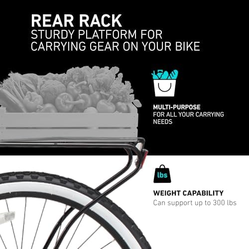 sixthreezero Around The Block Men's Beach Cruiser Bike, Hybrid Bicycle with Rear Rack