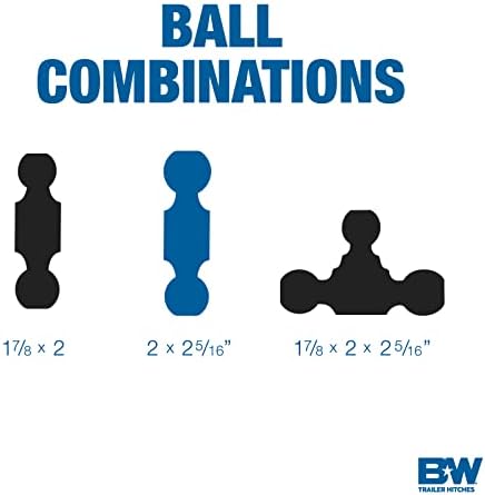 B&W Trailer Hitches Tow & Stow Adjustable Trailer Hitch Ball Mount - Fits 2.5" Receiver, Dual Ball (2" x 2-5/16"), 5" Drop, 18,000 GTW - TS20037B