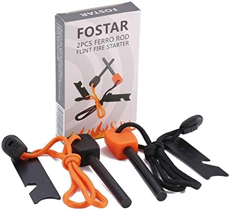 FOSTAR Ferrocerium Alloy Rod Fire Starter, 5/16 Inch Thick Waterproof Fire Steel, Bushcraft Ferro Rod with Easy Grip Handle