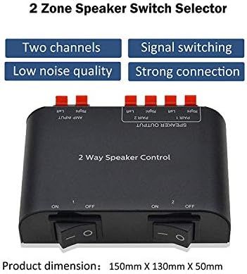 A ADWITS 2-Channel Speaker Switcher Selector Box with Terminal Claps 150W RMS per Channel, Black