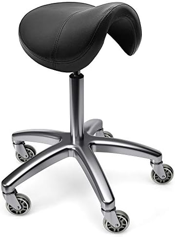 TASALON Wheeled Ergonomic Swivel Saddle Stool, Black