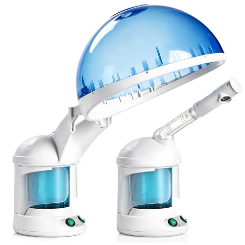 SUPER DEAL Hair Steamer PRO 3 in 1 Multifunction Ozone Facial Steamer with Bonnet Hood Attachment
