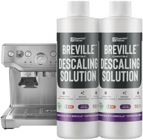 Essential Values Universal Descaling Solution, Made in the USA for Delonghi, Keurig, Breville,Nespresso (2 Uses) Coffee Machine Descaler Cleaner for all Automatic Coffee Makers & Espresso Machines