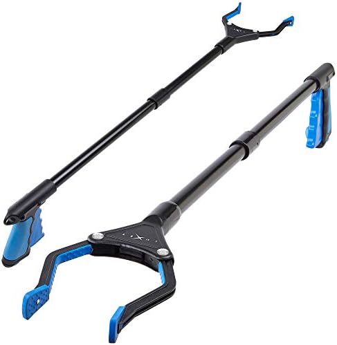 Grabber Reacher Tool, [Updated Version] Long 32” Steel Foldable Pick Up Stick with Strong Grip Magnetic Tip for Store Shelves