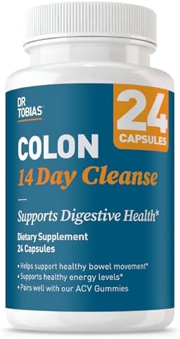 Dr. Tobias Colon 14 Day Cleanse | Supports Digestion & Gut Health | Colon Cleanse Detox | Constipation Relief & Gut Health Support for Women & Men | Psyllium + Senna + Probiotics | 28 Capsules