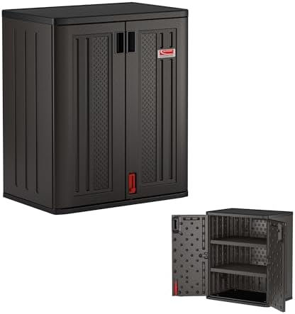 Suncast 30" Heavy-Duty Resin Outdoor Storage Cabinet, Lockable, Dark Gray