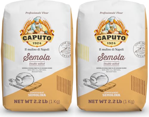 Antimo Caputo Semolina Wheat Flour 2.2 LB (Pack of 6) Bulk - Italian Durum Semola Di Grano - All Natural Dough for Fresh Pasta