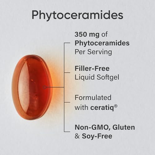 Sports Research® Phytoceramides 350mg w/Ceratiq®, 30 Softgels | Plant-Derived Ceramides for Beauty from Within Skin Hydration | Made with Certiq® | Non-GMO, Soy-Free - 30 Servings