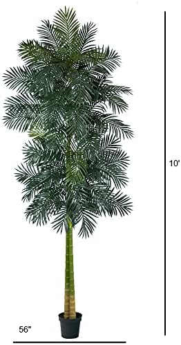 Nearly Natural 4 ft Artificial Golden Cane Palm Tree with Nursery Pot | Double-Stalk, Lush Realistic Foliage, Indoor Faux Palm Plant, Living Room Decor, Perfect Tropical Decoration
