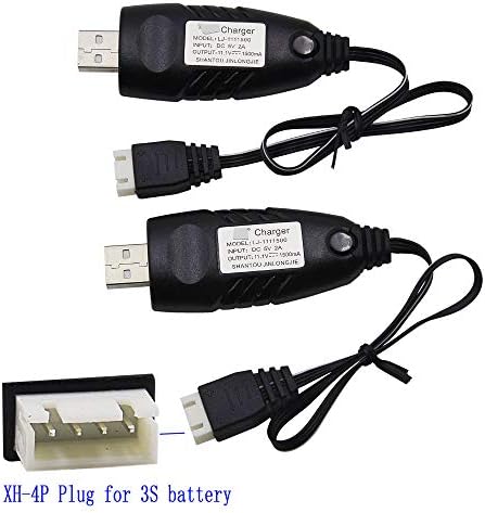 Blomiky 2 Pack 3S 1.5A Lithium Charger Cable Suitable for RC Car Boat Airplane Drone Airsoft 3 Cell Lipo Battery / 11.1V USB New 2