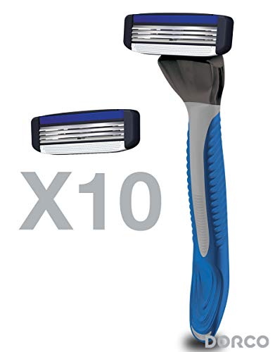 Dorco Pace 3 - Three Razor Blade Shaving System- Value Pack (10 Cartridges + 1 Handle)