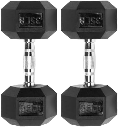 Rubber Encased Hex Dumbbell with Knurled Alloy Material Non-slip Handle, Basic Professional Dumbbell