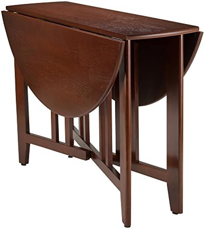 Winsome Alamo 3-Pc Double Drop Leaf Dining Table with 2 Ladder Back Chairs, Walnut