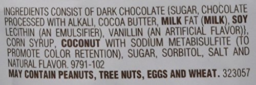 Russell Stover Dark Chocolate Coconut Mini Gusset Bag 6 Ounce Russell Stover Chocolate Coconut Chocolate Candy Bag; Sweet Coconut Covered in Rich Chocolate Candy, Individually Wrapped