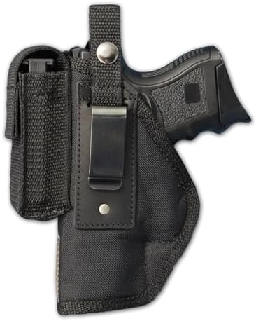 Barsony New Gun OWB Belt Holster w/Magazine Pouch for Compact 9mm 40 45 Pistols