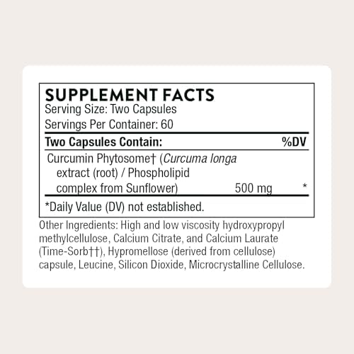 THORNE Curcumin Phytosome, 500 mg Sustained Release Curcumin, 120 Capsules | Supports Joint Stiffness