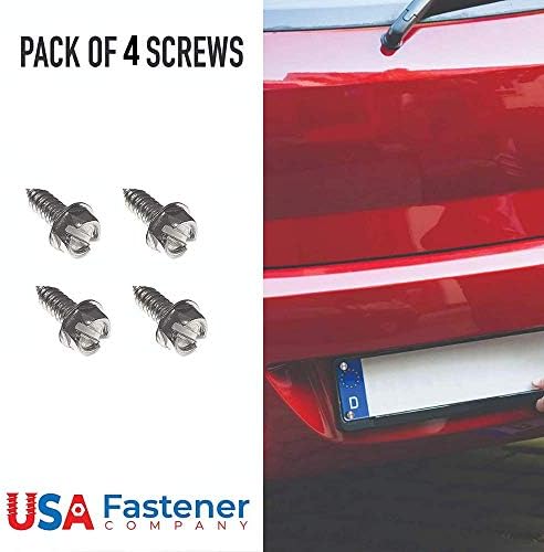 USA Fastener Stainless Steel Screws | Rust Proof, Chrome Locking Screws Set of 4 for License Plate Security to Secure Frames and Covers