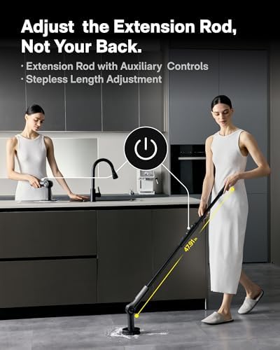 HOTO Flexi™ Cordless Electric Spin Scrubber, for Bathtub, Bathroom, Tile | Adjustable Angle, Extendable Handle, Smart Display, IPX7 Waterproof
