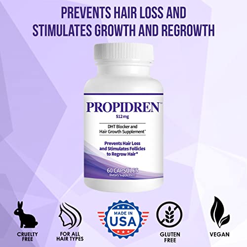 Propidren DHT Blocker & Hair Growth Pills To Stop Hair Loss and Regrow Hair | Hair Vitamins for Men & Women, Regrowth, DHT Blocking, Thinning Hair