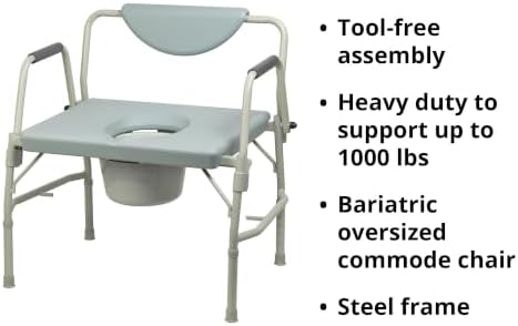 McKesson Heavy-Duty Bariatric Commode Chair with 12 qt, 23 1/4 in, 1 ct | Seat Width