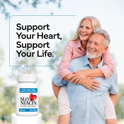 Slo-Niacin Slow Release Niacin 500mg – Vitamin B3 Supplement for Heart Wellness – Flush-Free B3 Vitamins for Cholesterol & Cardiovascular