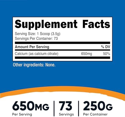 Nutricost Calcium Citrate Powder (Unflavored) 500 Grams, Gluten-Free | Pure Calcium Citrate, No Fillers (1.1lbs)