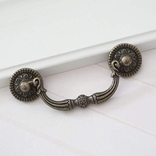 3" Vintage Look Drop Bail Dresser Drawer Pulls Handles Knob Antique Bronze Rustic Cabinet Door Knobs Handle Pull 76 (1, 3" Hole Centers)