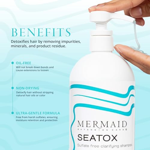 Seatox Clarifying Shampoo, Sulfate-Free, 8 Fl Oz | Deep Cleansing Detox Removes Build-Up, Minerals & Residue Without Stripping Moisture, Extension-Safe Prep For Lasting Bonds