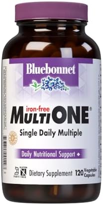 Bluebonnet Nutrition Multi One (Iron Free) Vegetable Capsules, Complete Full Spectrum Multiple, B Vitamins, General Health, Gluten Free, Milk Free