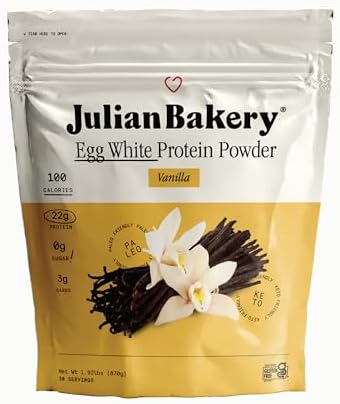 Julian Bakery Paleo Thin Protein Powder | Vanilla | Egg White | 21g Protein | 3 Net Carbs | Soy-Free | 1.92 LBS | 30 Servings