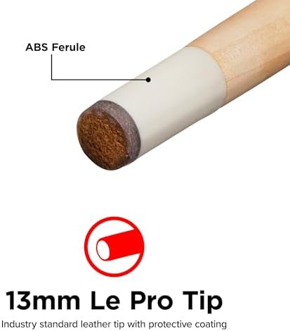 Viper 48-Inch 18-Ounce Commercial House 1 Piece Canadian Maple Billiard Pool Cue with 13mm Le Pro Leather Tip, Brown