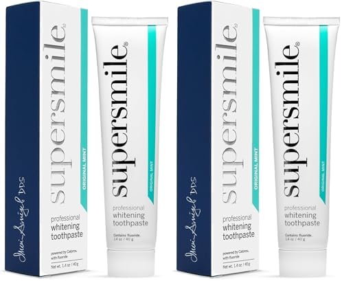 Supersmile Original Mint Whitening Toothpaste, 1.4 Oz, TSA Travel | Calprox® + Fluoride Travel Toothpaste, Whitens 3 Shades After 1 Day, Signature Wild Mint Flavor, Veneer Safe, RDA 65