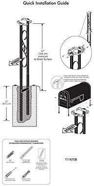 Gibraltar Mailboxes Decorative Medium Capacity Galvanized Steel Black, Mailbox & Post Combo, T11KIT0B, 1-(Pack)