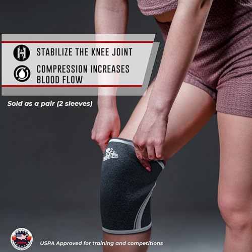 Neoprene Knee Sleeves for Weightlifting, Men, & Women, L | Knee sleeves for Weightlifting and Powerlifting – 7mm Neoprene Compression for Squats and Strength Training
