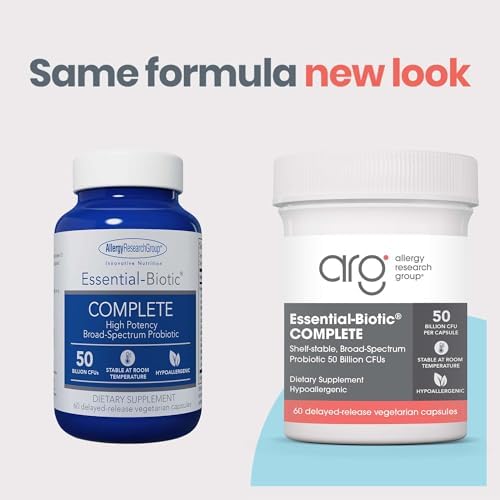 ARG Essential Biotic Complete - 50 Billion CFU Probiotic - Gut & Digestive Support - Delayed Release Capsules - Hypoallergenic - 60 Servings - 60